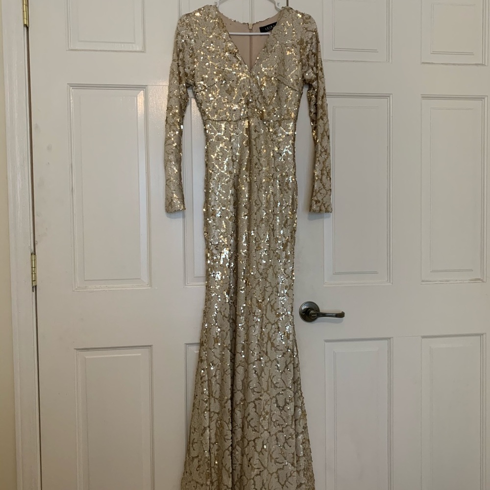 Gold sequined formal dress